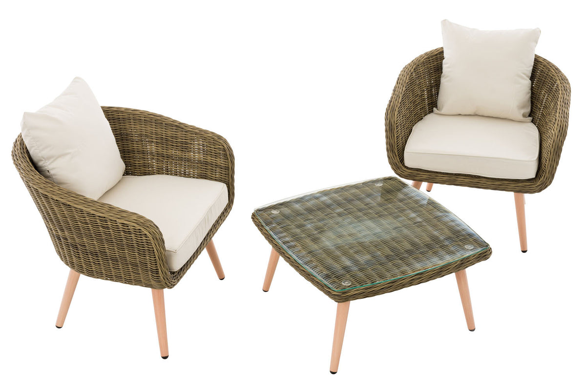 CLP Balkon-Set Ameland Rundrattan cremeweiß 45 cm (Hellbraun) – Produktabbildung 2