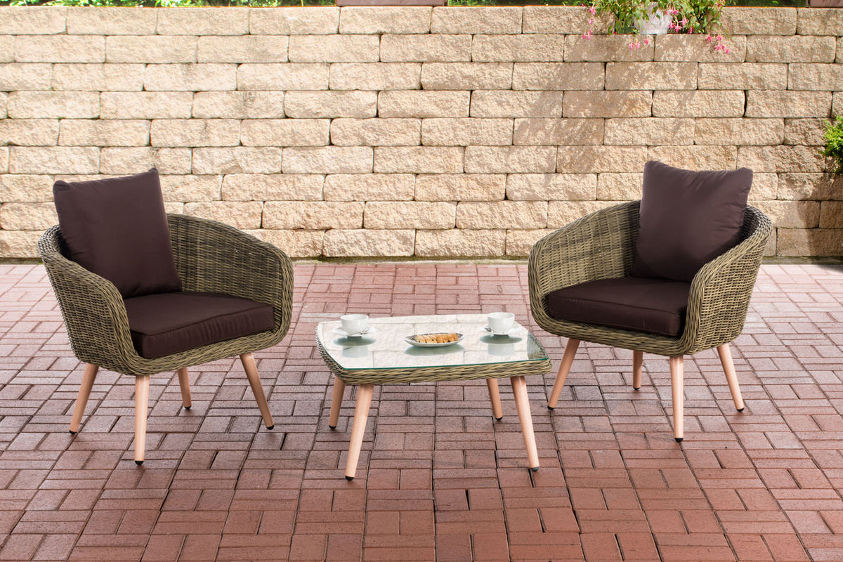 CLP Balkon-Set Ameland Rundrattan terrabraun 45 cm (Hellbraun)