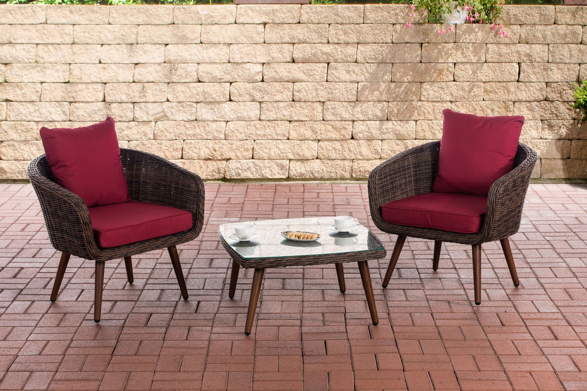 CLP Balkon-Set Ameland Rundrattan rubinrot 45 cm (Dunkelbraun)