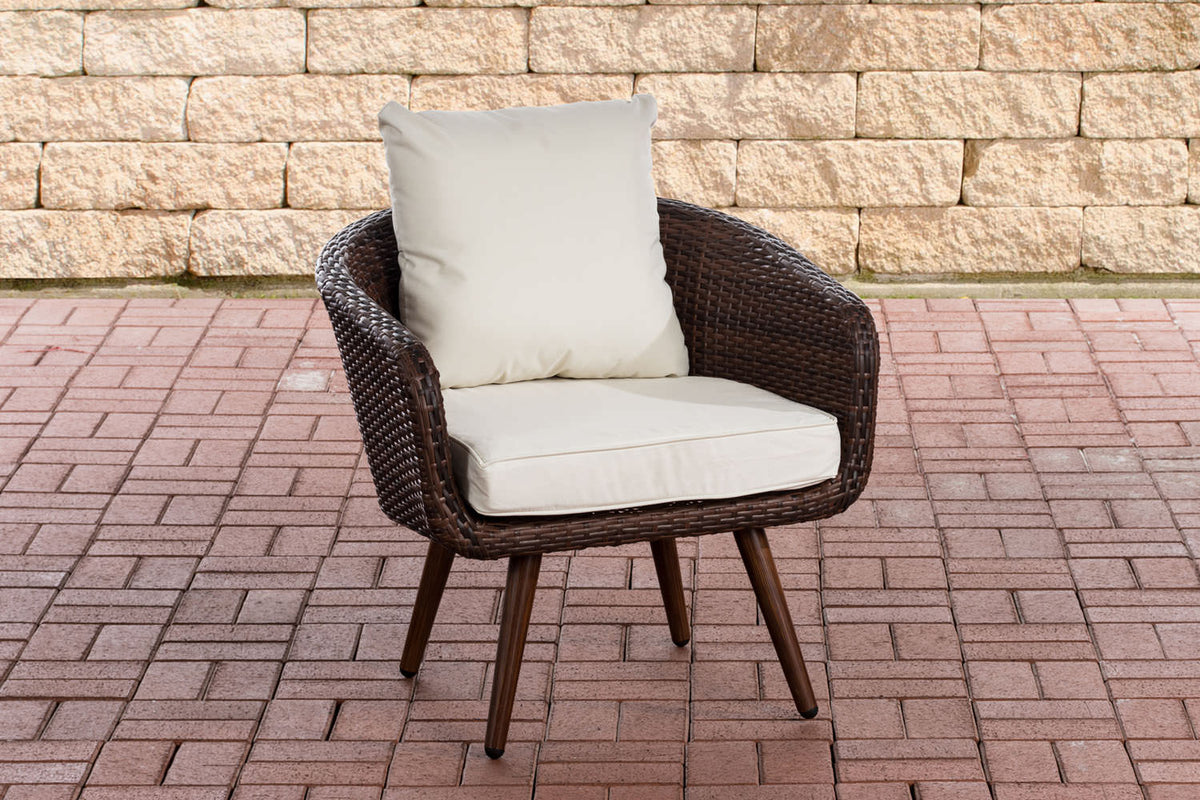 CLP Sessel Ameland Flach cremeweiß 45 cm (Dunkelbraun)
