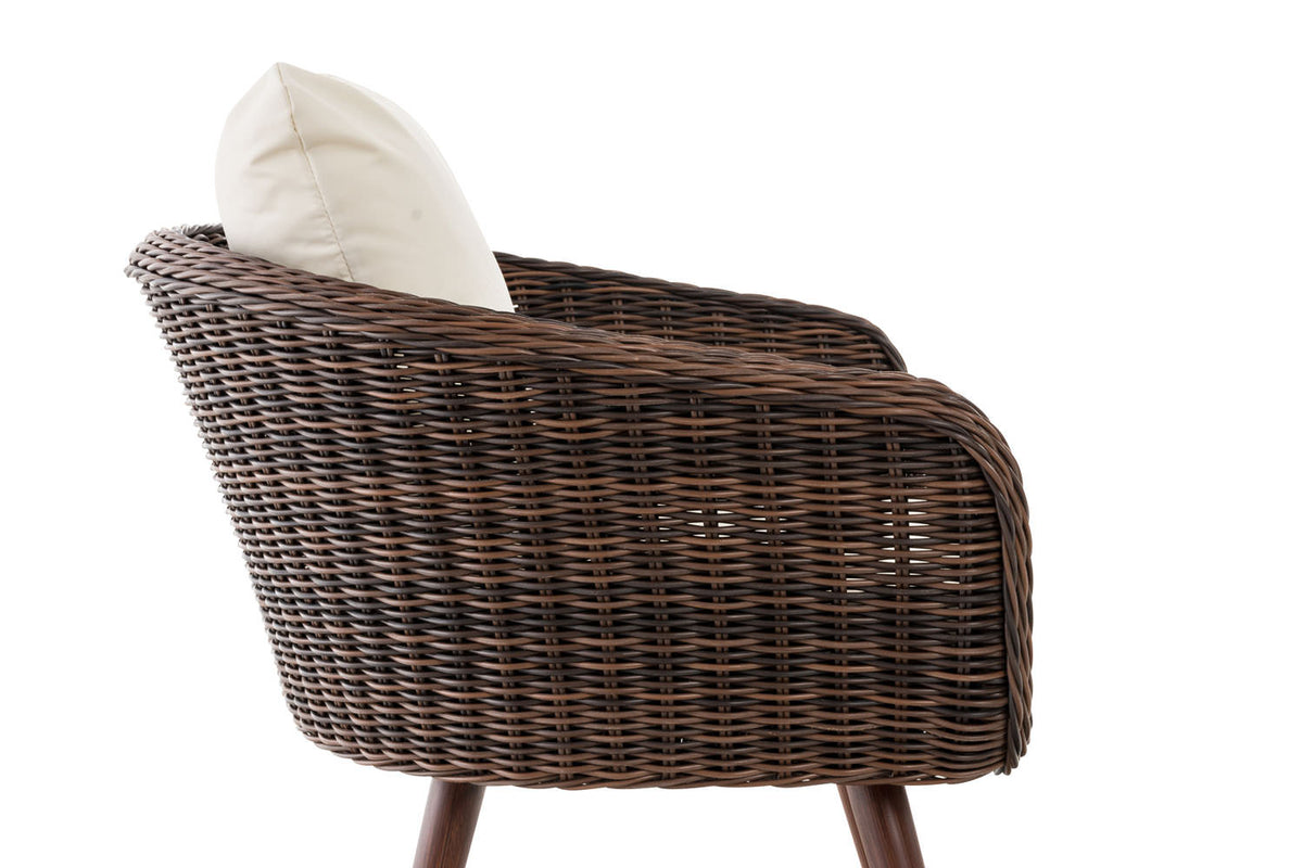 CLP Sessel Ameland Rund cremeweiß 40 cm (Dunkelbraun) – Produktabbildung 3