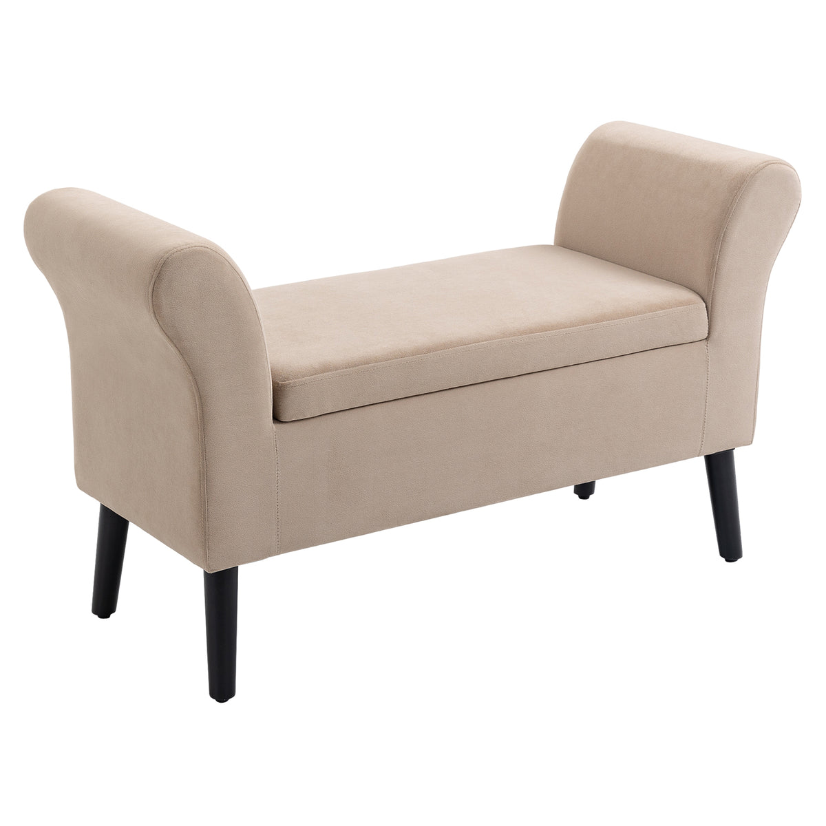 HOMCOM Polsterbank mit Stauraum, Truhenbank mit Armlehnen, 46 cm Sitzhöhe, samtartiges Polyester, 111,5 x 41