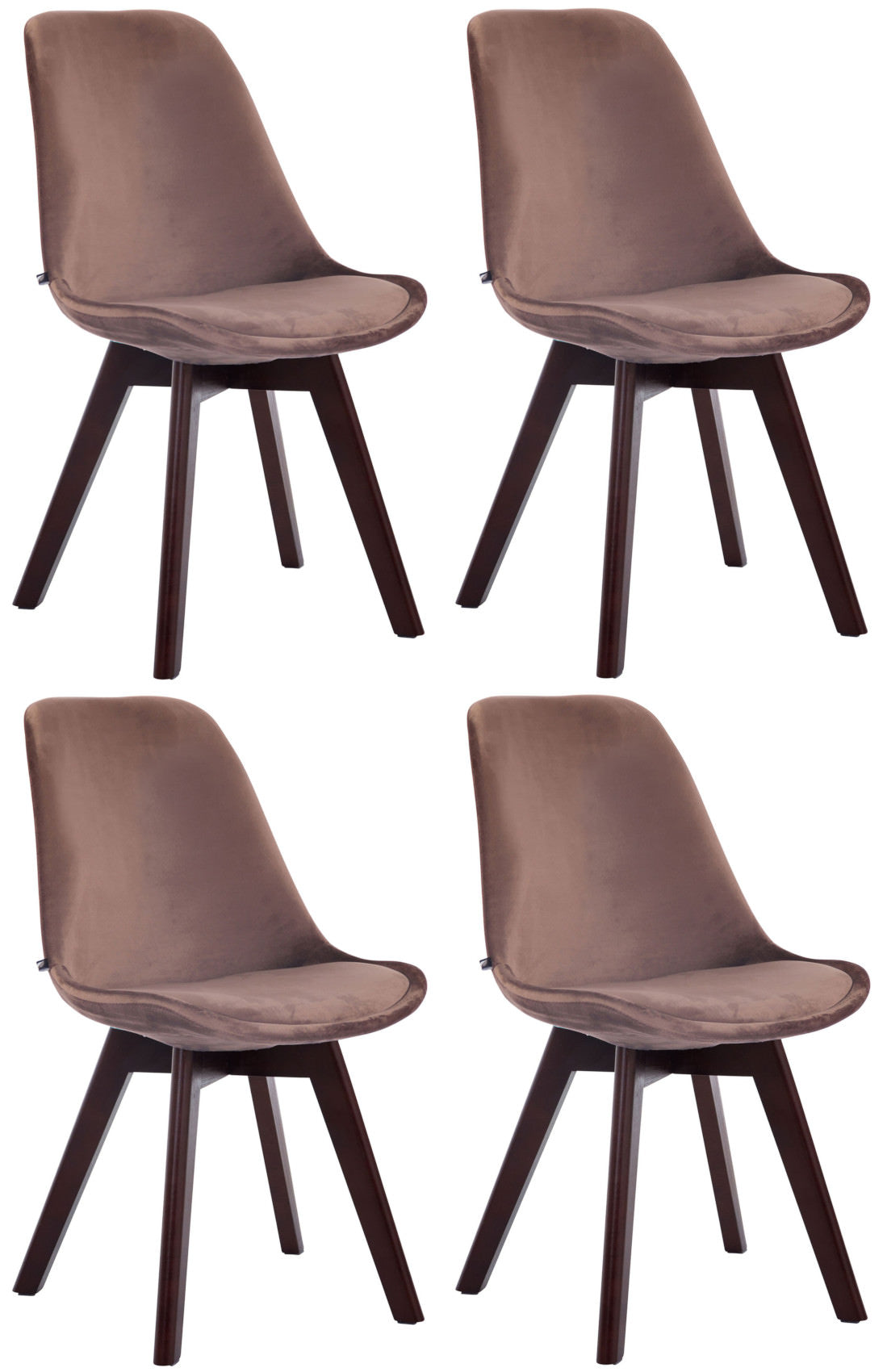 CLP 4er Set Besucherstühle Borneo V2 Samt walnuss