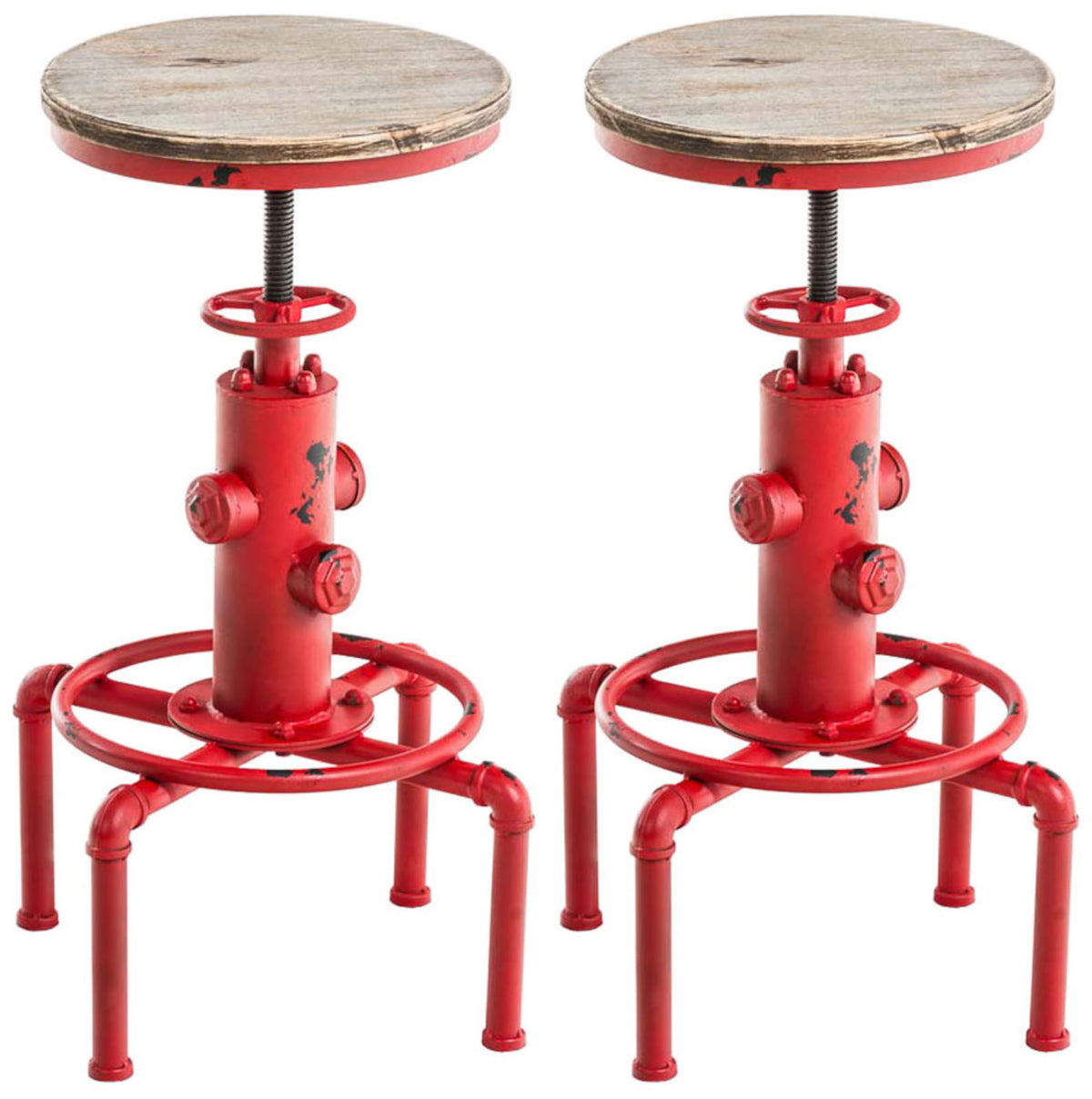 CLP 2er Set Barhocker Lumos, Holz, antik