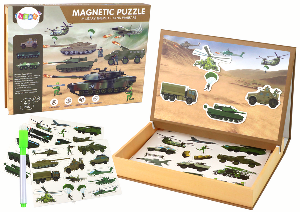 LEAN Toys Eine Reihe pädagogischer Magnetpuzzles mit einem Landkriegsmotiv