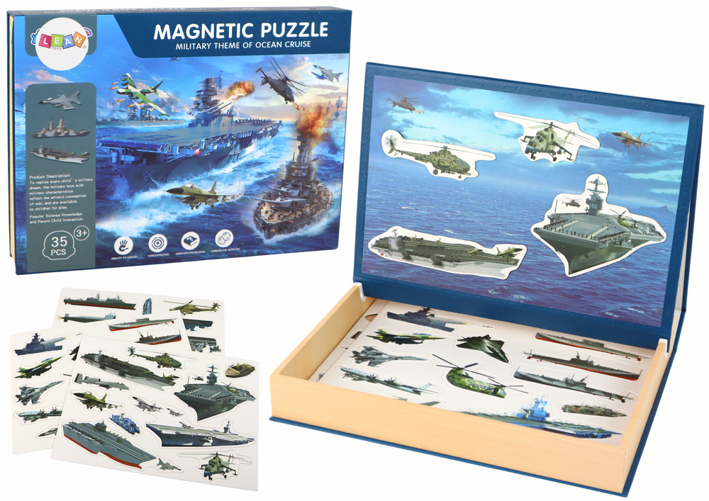LEAN Toys Eine Reihe pädagogischer Magnetpuzzles mit dem Motiv eines Militärschiffs