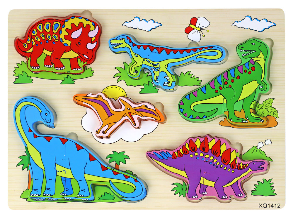 LEAN Toys 3D-Puzzle aus Holz für Kinder, Logikspiel, Dinosaurier, 11 Teile