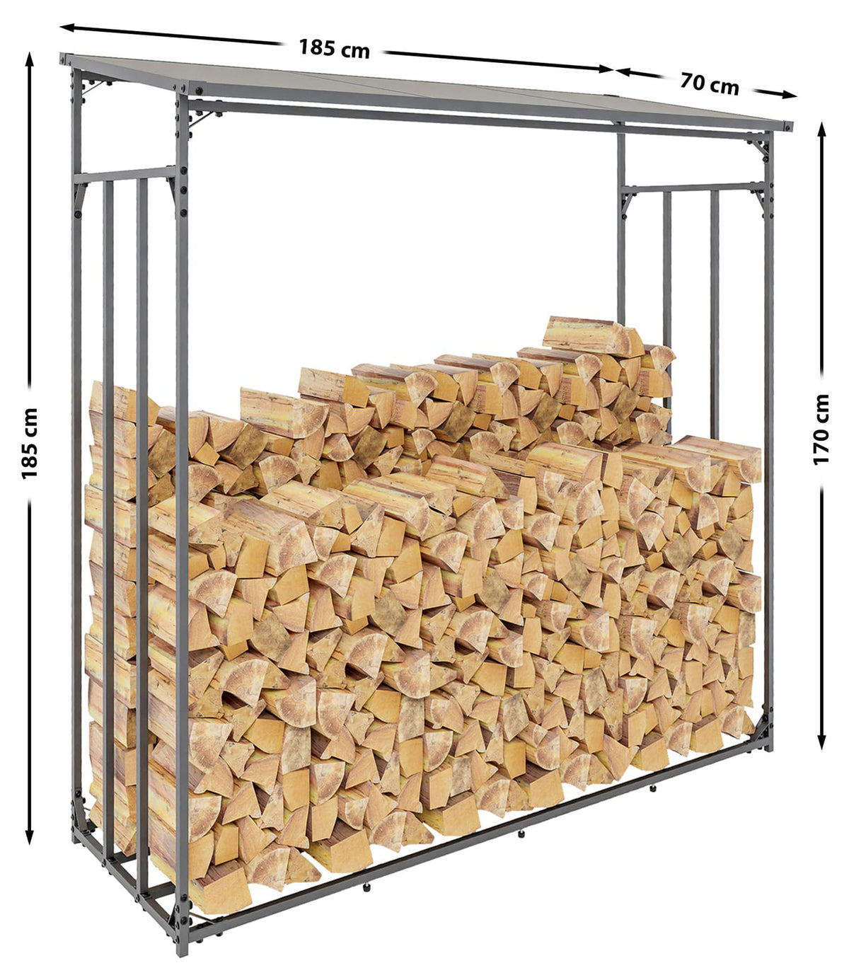 CLP Kaminholzunterstand Ruston Aluminium XXL – Produktabbildung 3