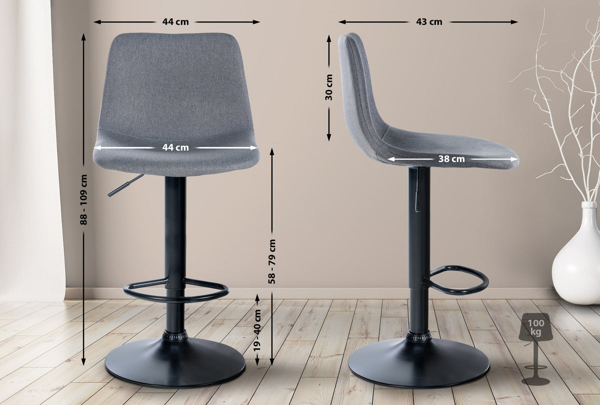 CLP Barhocker Divo Stoff Schwarz – Produktabbildung 2