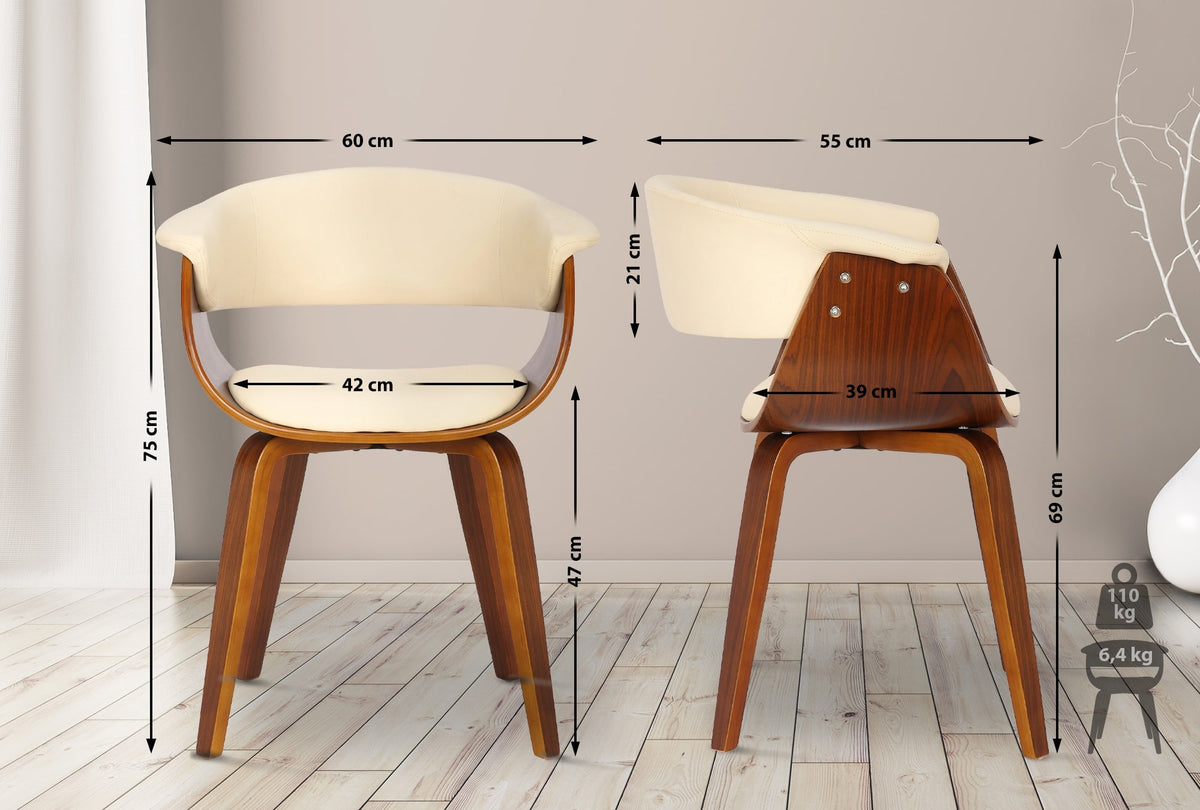 CLP 2er Set Stühle Bruce Kunstleder walnuss – Produktabbildung 2
