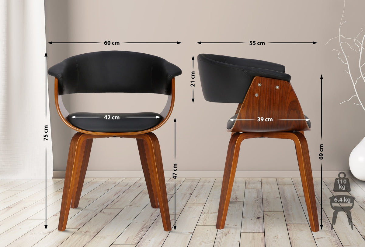2er Set Stühle Bruce Kunstleder walnuss