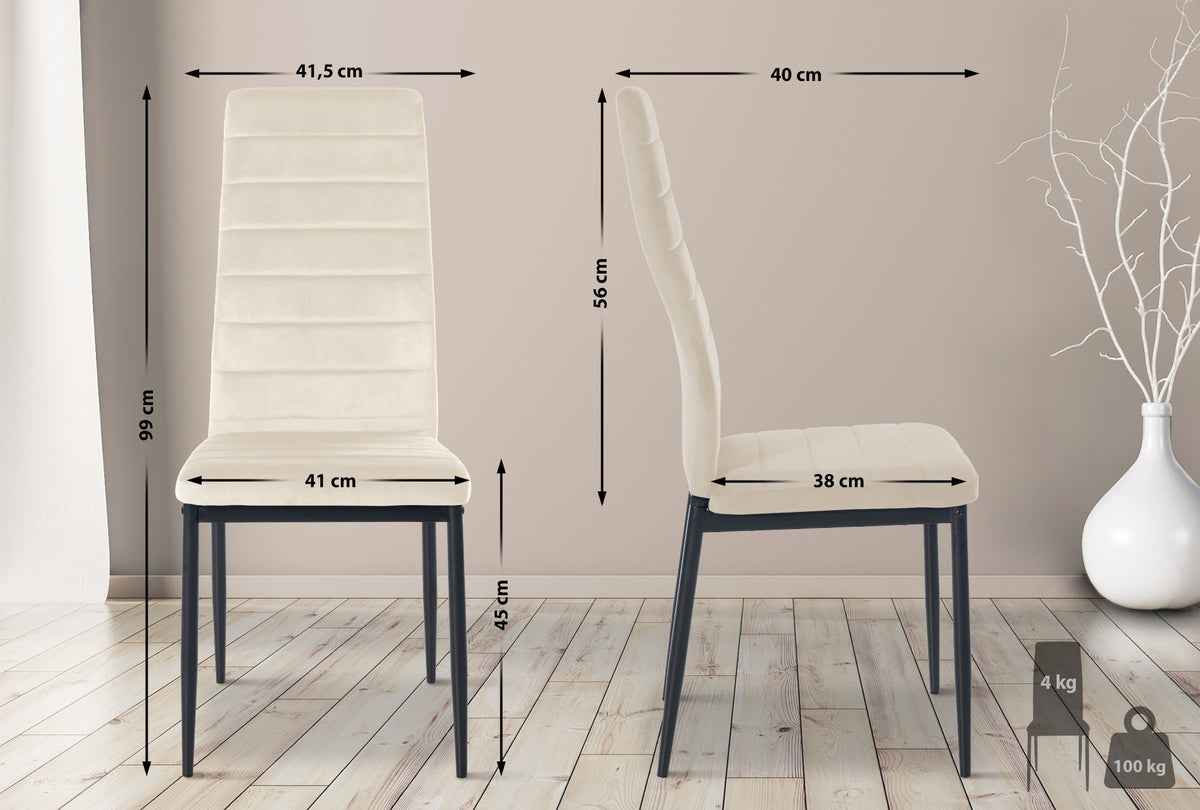 CLP 4er Set Esszimmerstühle Mayfair Samt – Produktabbildung 2