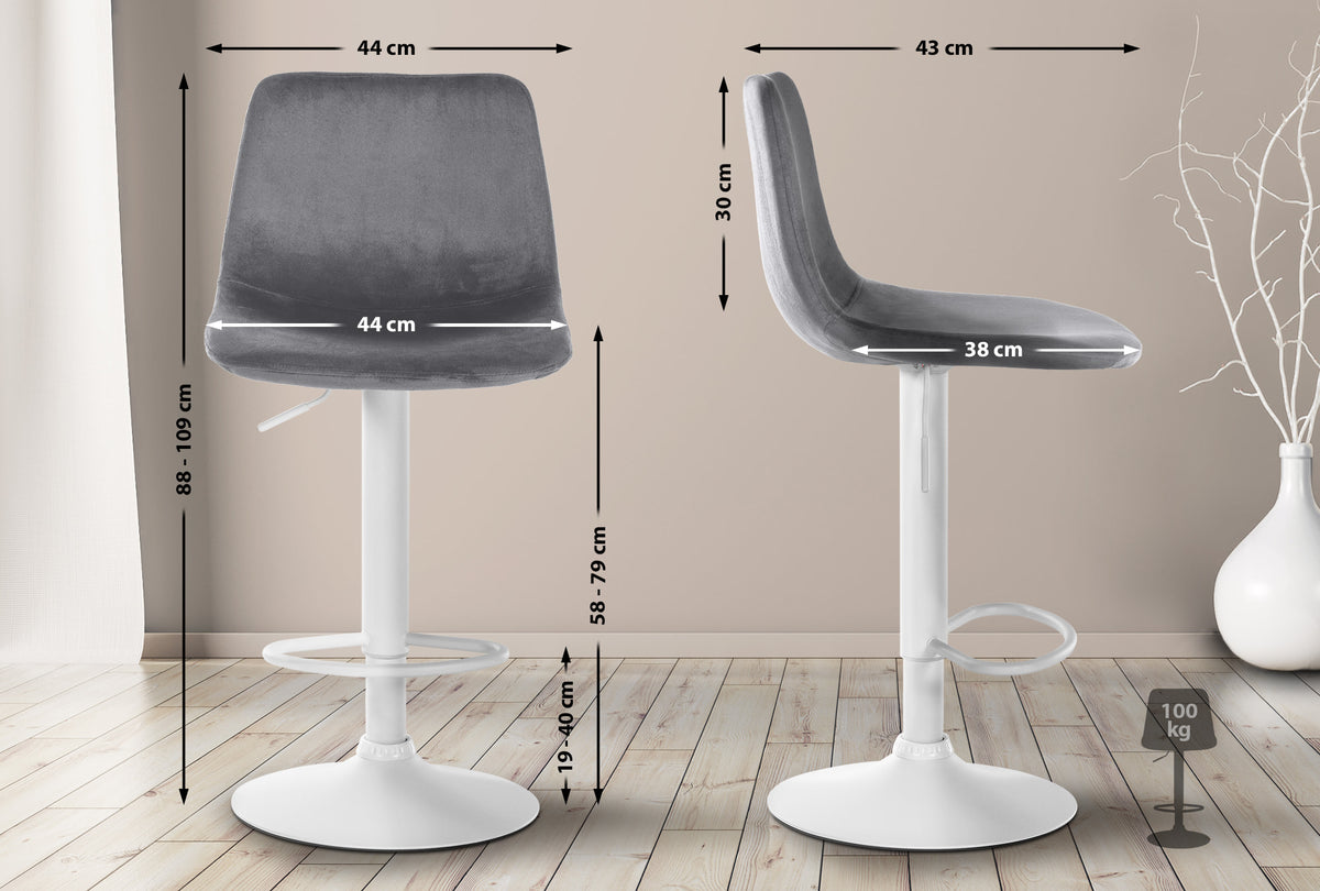 CLP 2er Set Barhocker Divo Samt Weiß – Produktabbildung 9