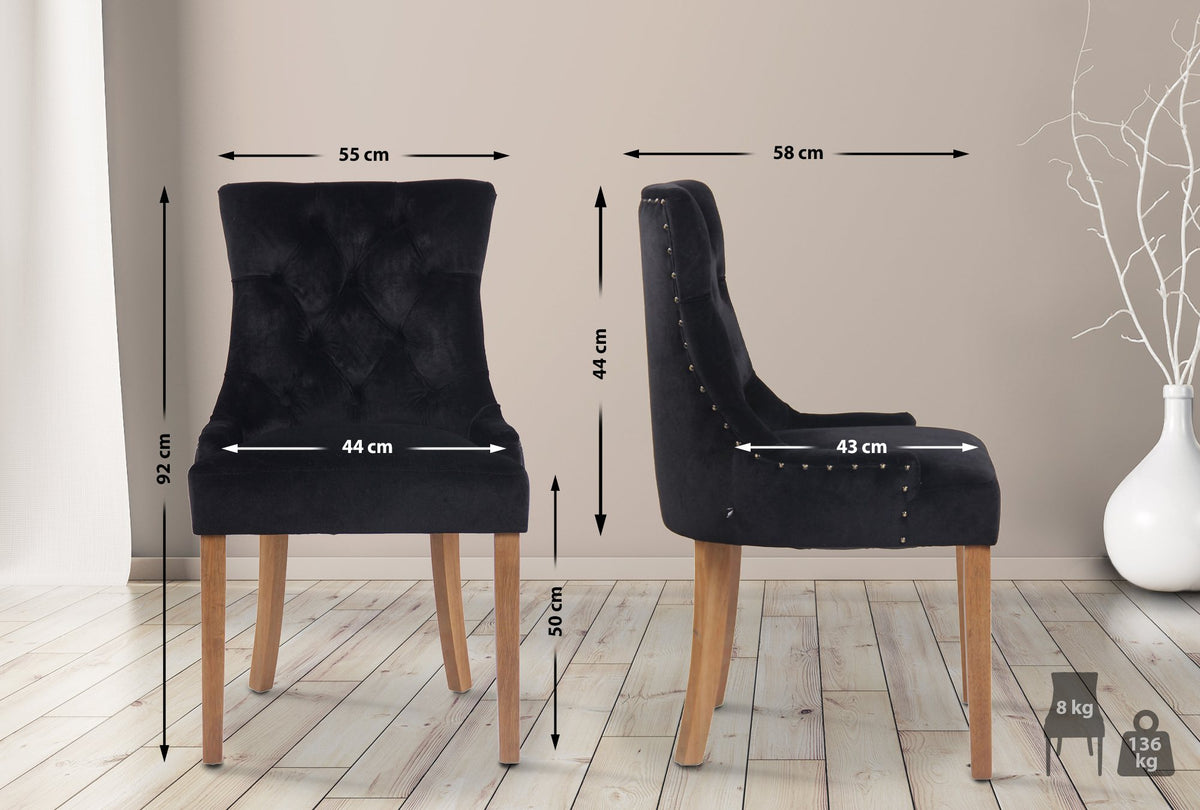 CLP 4er Set Esszimmerstühle Aberdeen Samt antik-hell – Produktabbildung 2