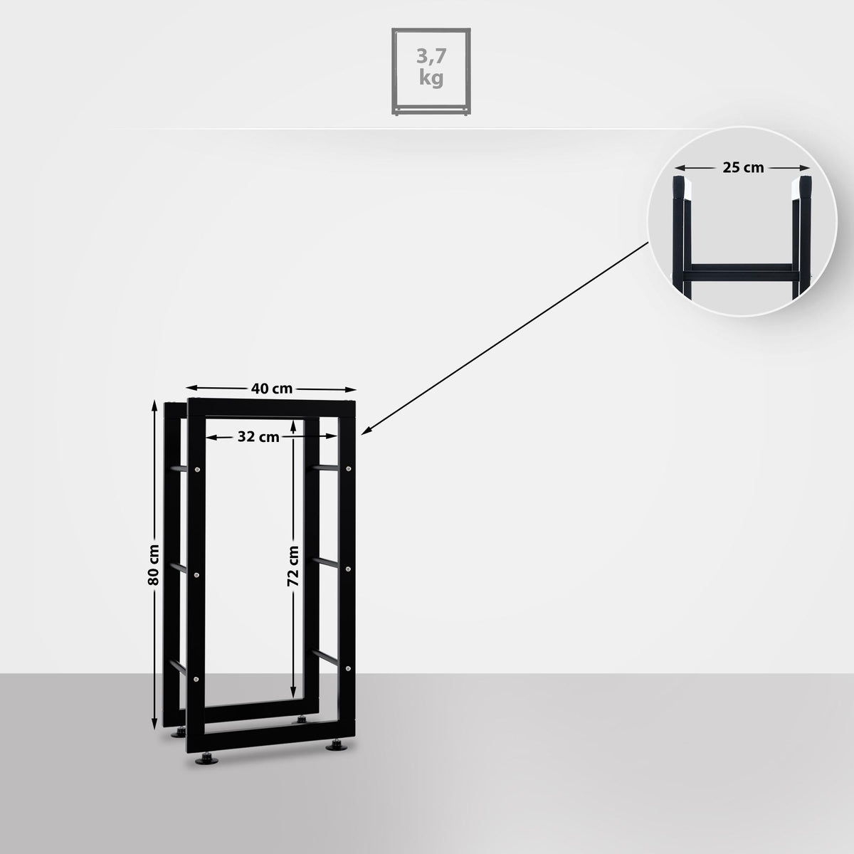 CLP Kaminholzständer Keri V2 25x40x80 – Produktabbildung 2