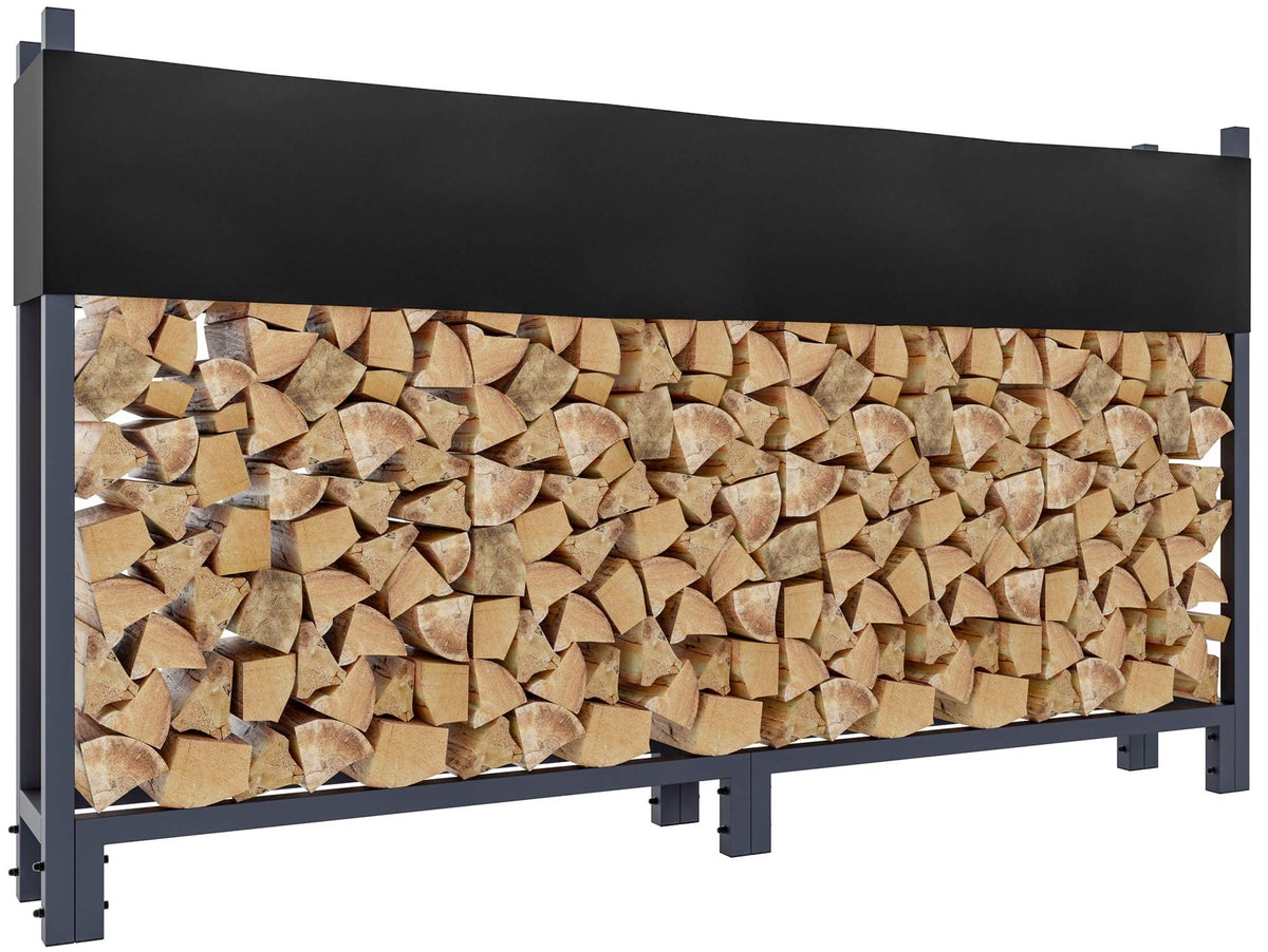 CLP Kaminholzständer + Abdeckplane Martin 25x200x115 cm