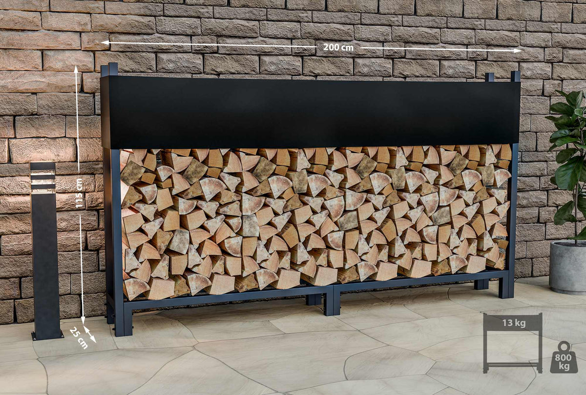 CLP Kaminholzständer + Abdeckplane Martin 25x200x115 cm – Produktabbildung 2
