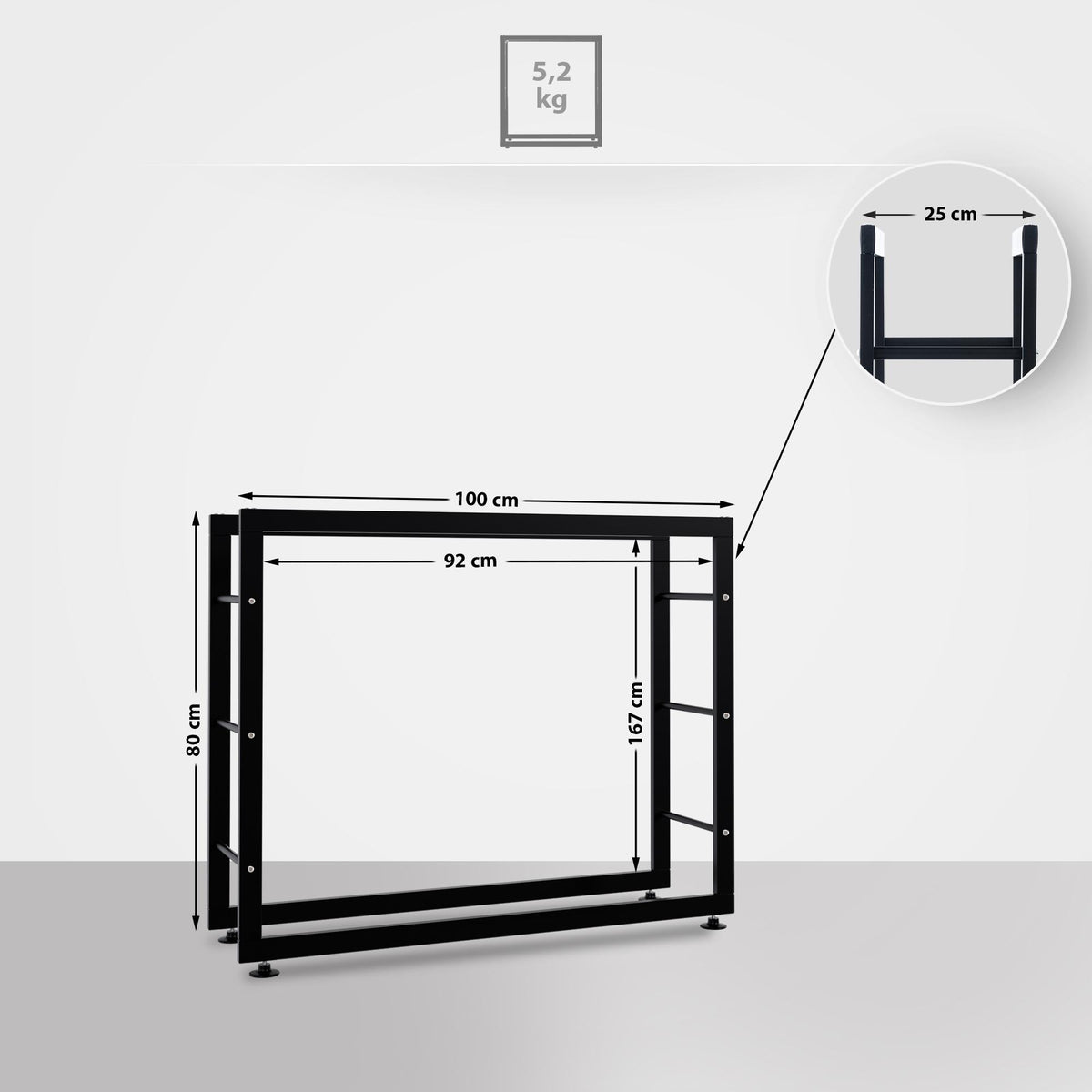 CLP Kaminholzständer Keri V2 25x100x80 cm – Produktabbildung 2