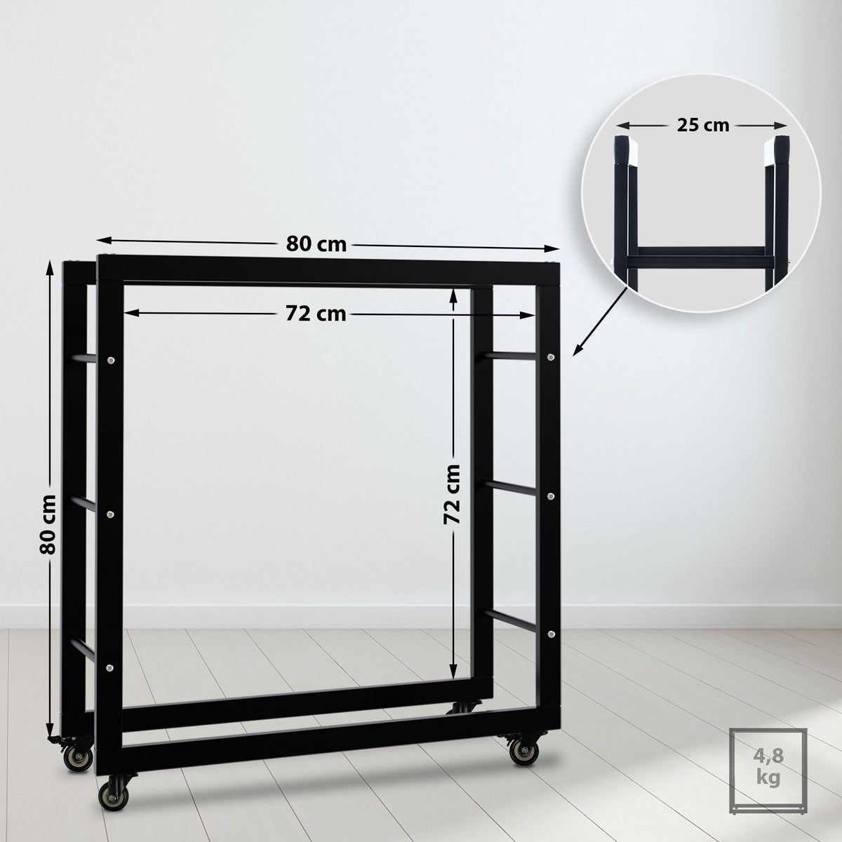 CLP Kaminholzständer Keri mit Rollen 25x80x80 – Produktabbildung 2
