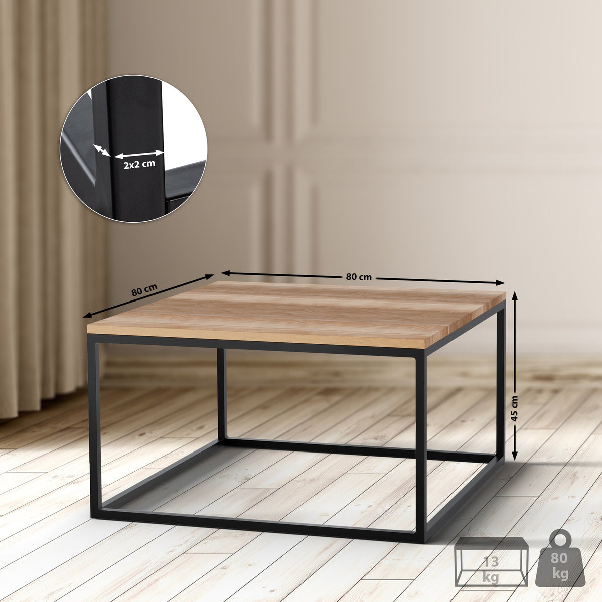 CLP Couchtisch Manteo 80x80x45 cm – Produktabbildung 2