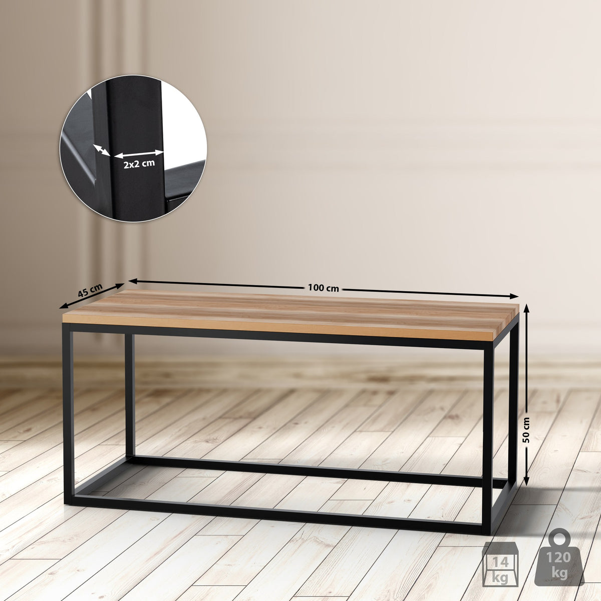 CLP Couchtisch Manteo 100x45x50 cm – Produktabbildung 2