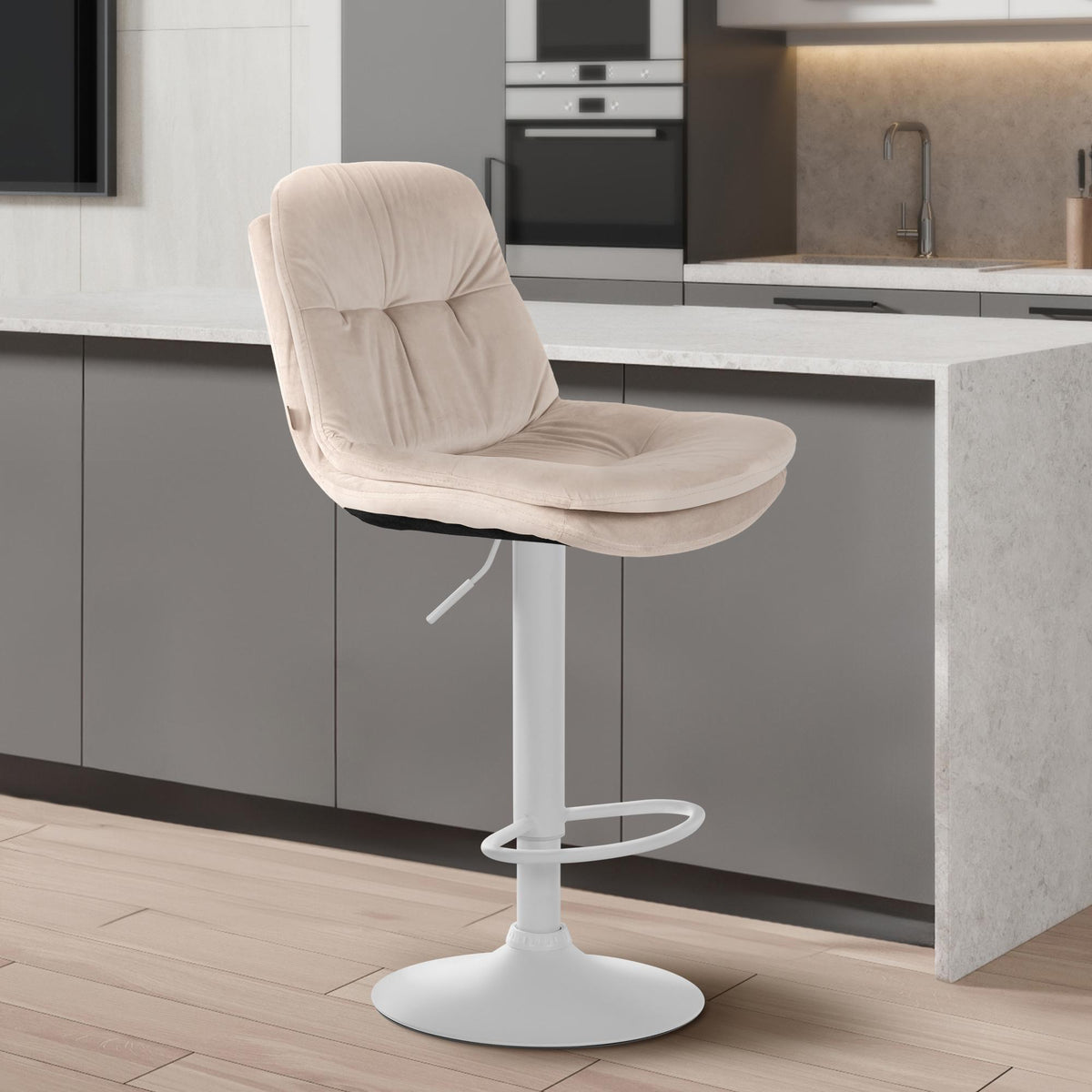 CLP Barhocker Laurel Samt weiß – Produktabbildung 3