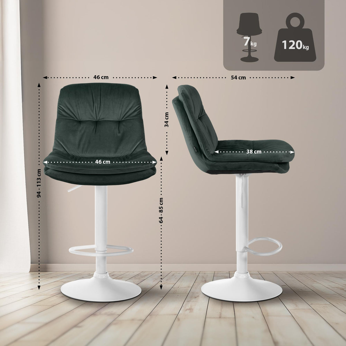 CLP Barhocker Laurel Samt weiß – Produktabbildung 10