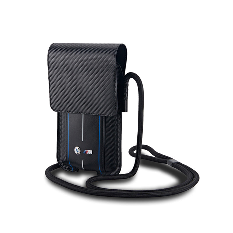 BMW Carbon Blue Stripes Wallet Bag - Hülle für Handy (schwarz) – Produktabbildung 2