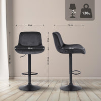 CLP 2er Set Barhocker Solon Schwarz Samt – Produktabbildung 9