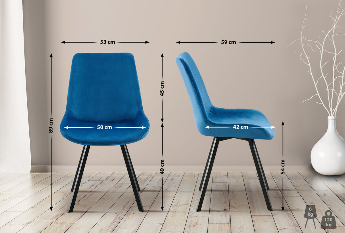CLP 2er Set Esszimmerstuhl Lewes Samt – Produktabbildung 8