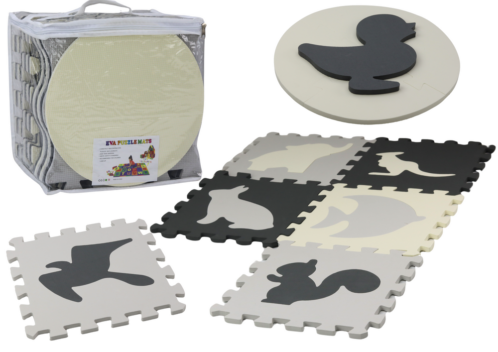 LEAN Toys Weiche Puzzlematte, kontrastierender pädagogischer EVA-Schaum, Grau, 28 Teile