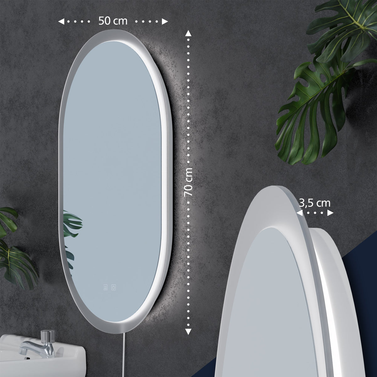 CLP Badspiegel Karishma 70x50 ohne Bluetooth – Produktabbildung 2
