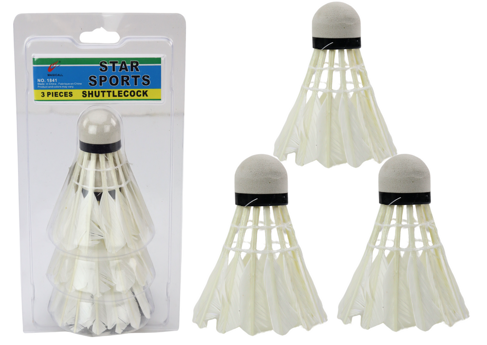 LEAN TOYS Set mit 3 Badminton-Federbällen