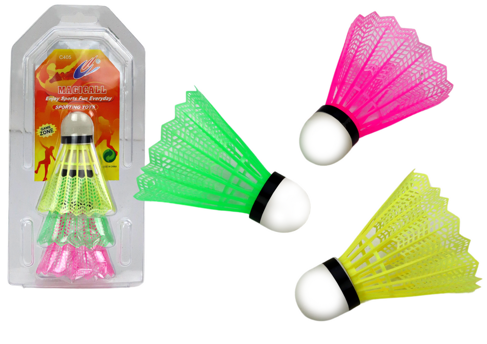 LEAN TOYS Satz Badminton-Federbälle, 3-teilig, klassisch, bunt