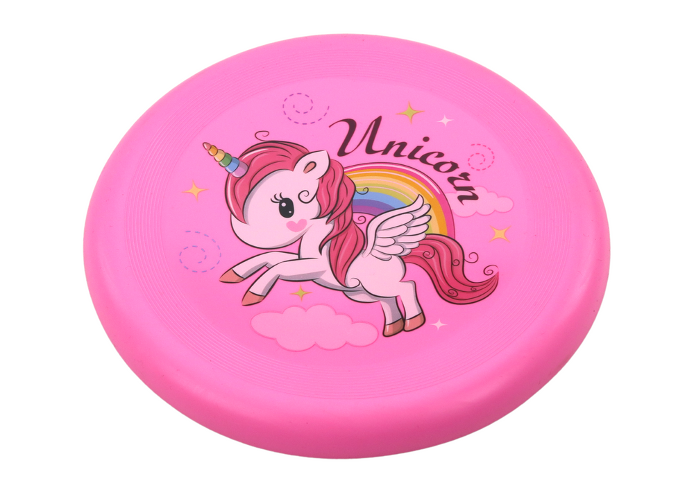 LEAN TOYS Rosa Einhorn fliegende Frisbee-Scheibe 20 cm