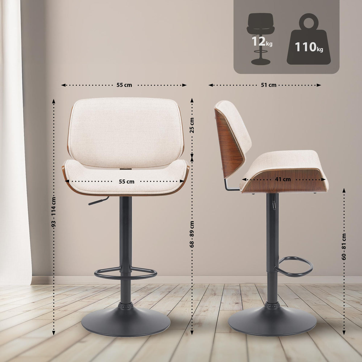 CLP Barhocker Beverley B Stoff – Produktabbildung 2