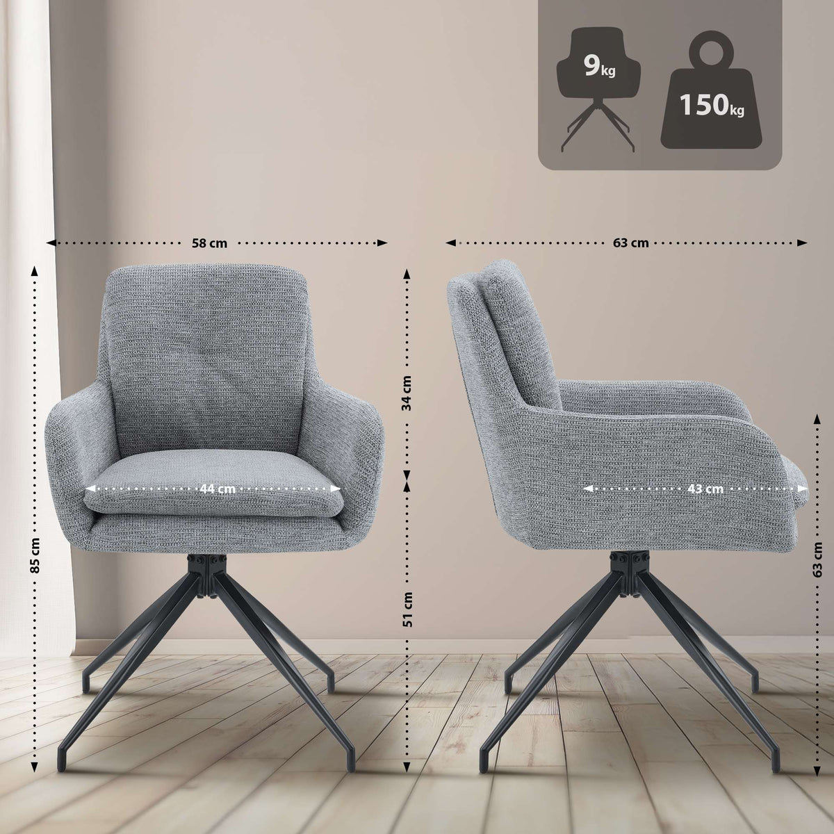 CLP Esszimmerstuhl Pickett Stoff – Produktabbildung 7