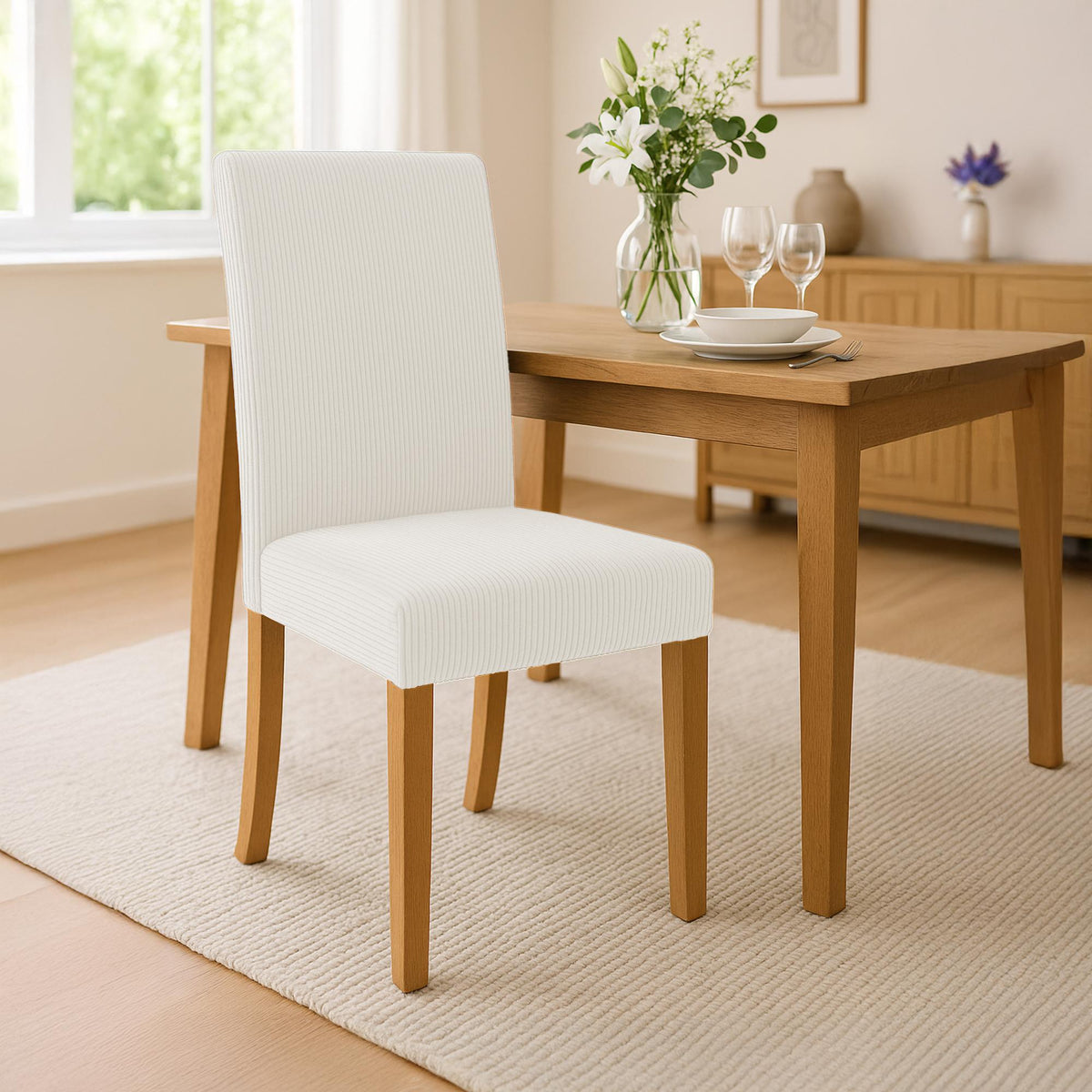 CLP 2er Set Esszimmerstuhl Ina Cord antik hell – Produktabbildung 2