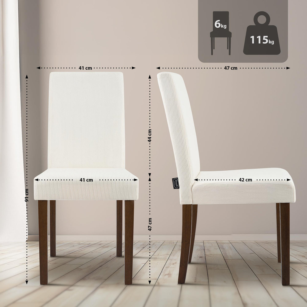 CLP 2er Set Esszimmerstuhl Ina Cord antik dunkel