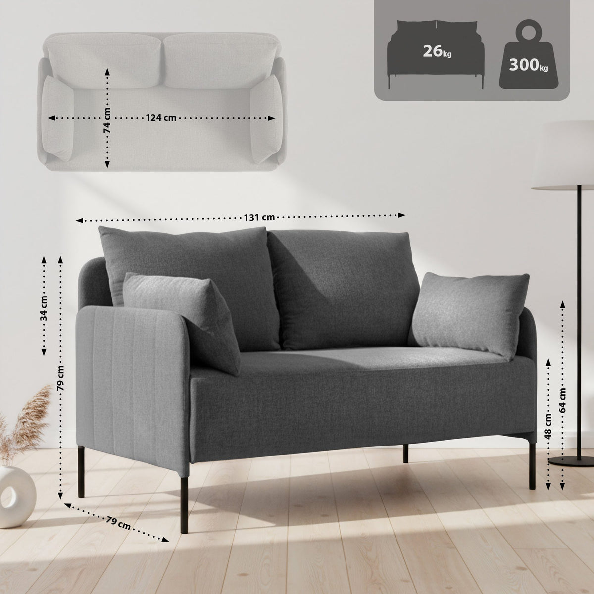 CLP Ziden Couch 2 Sitzer Stoff – Produktabbildung 9