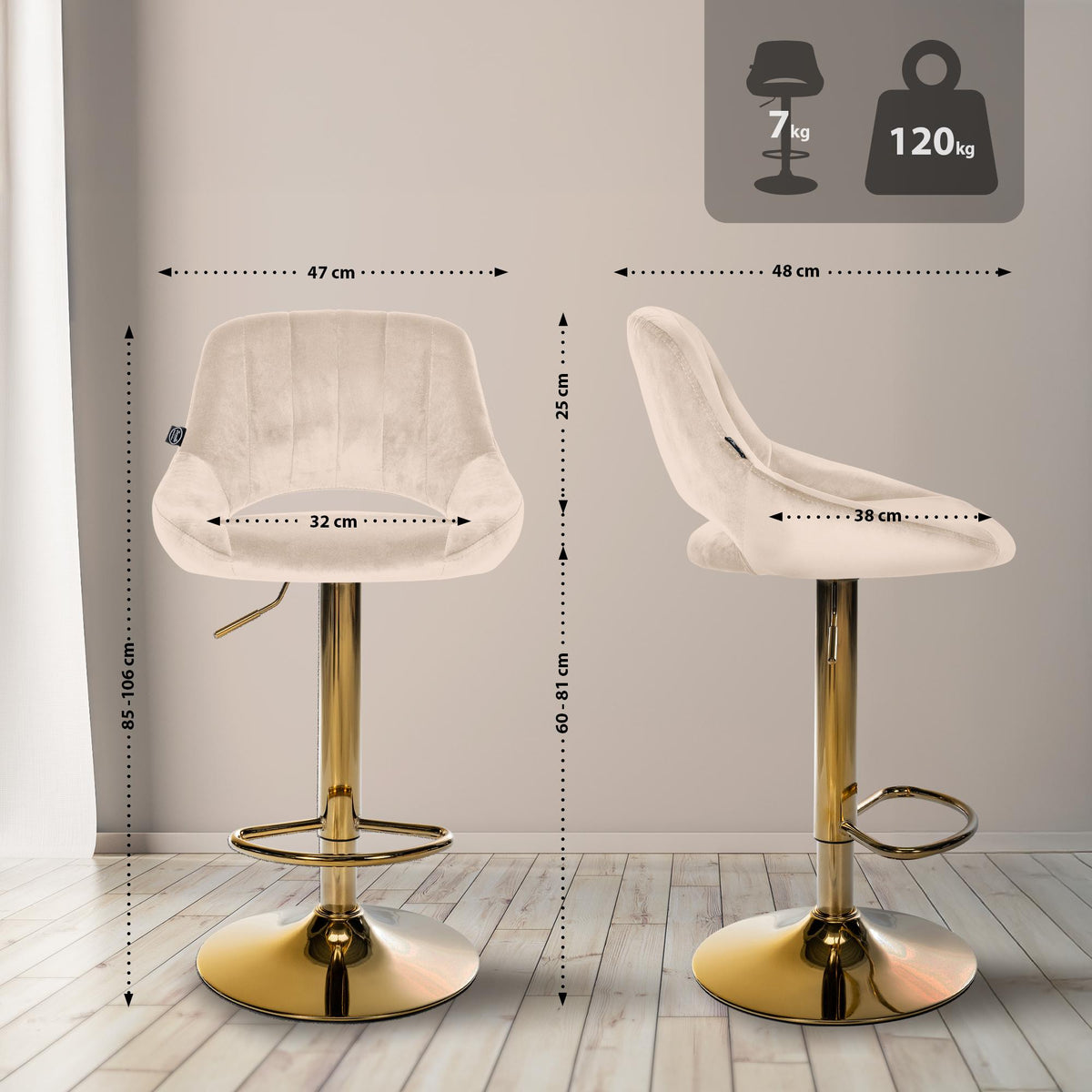 CLP 2er Set Barhocker Milet Samt G – Produktabbildung 9