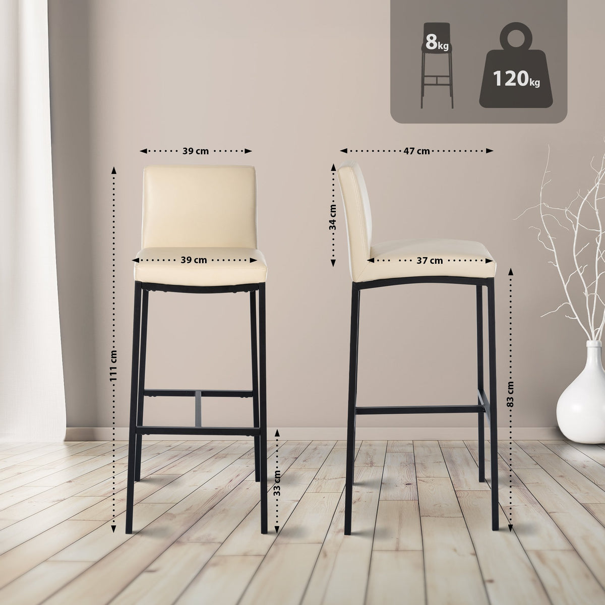 CLP 2er Set Barhocker Freeport Kunstleder B – Produktabbildung 2