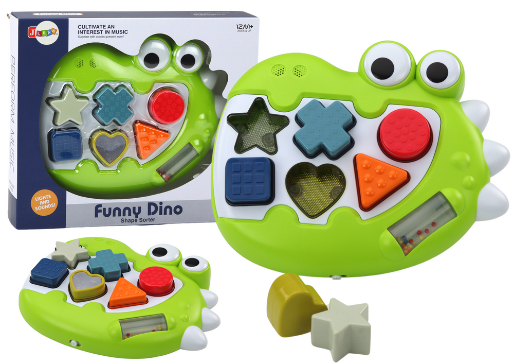 LEAN Toys Sensorischer Dinosaurier-Sortierer, der Melodien-Puzzle für die Kleinsten spielt