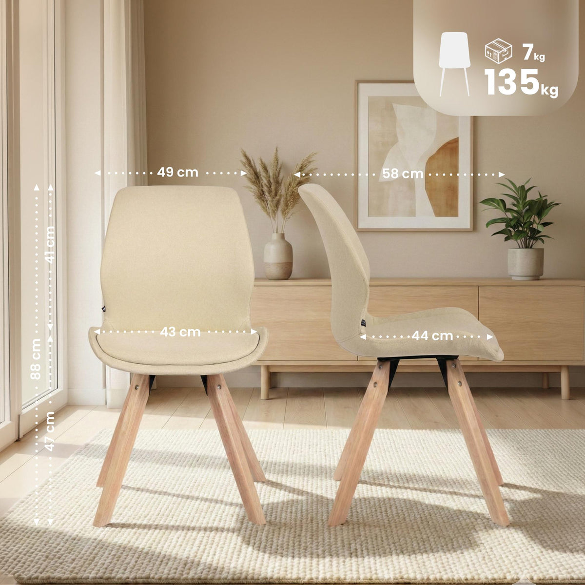 CLP 2er Set Stuhl Luna Stoff – Produktabbildung 2