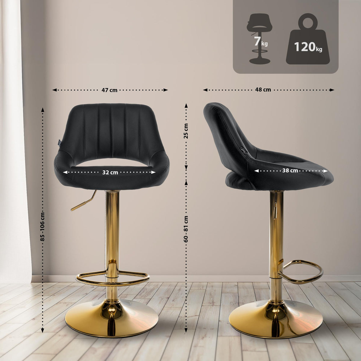 CLP Barhocker Milet Kunstleder gold – Produktabbildung 2