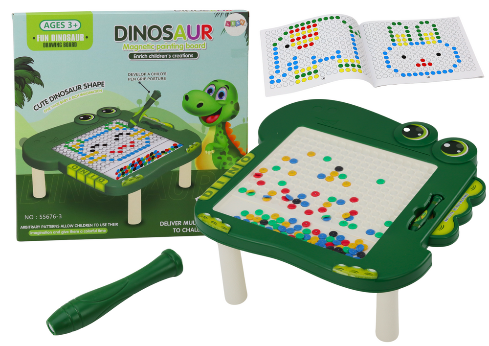 LEAN Toys Dinosaurier-Pädagogik-Magnettafel, Tischunterlage, Puzzle, Grün