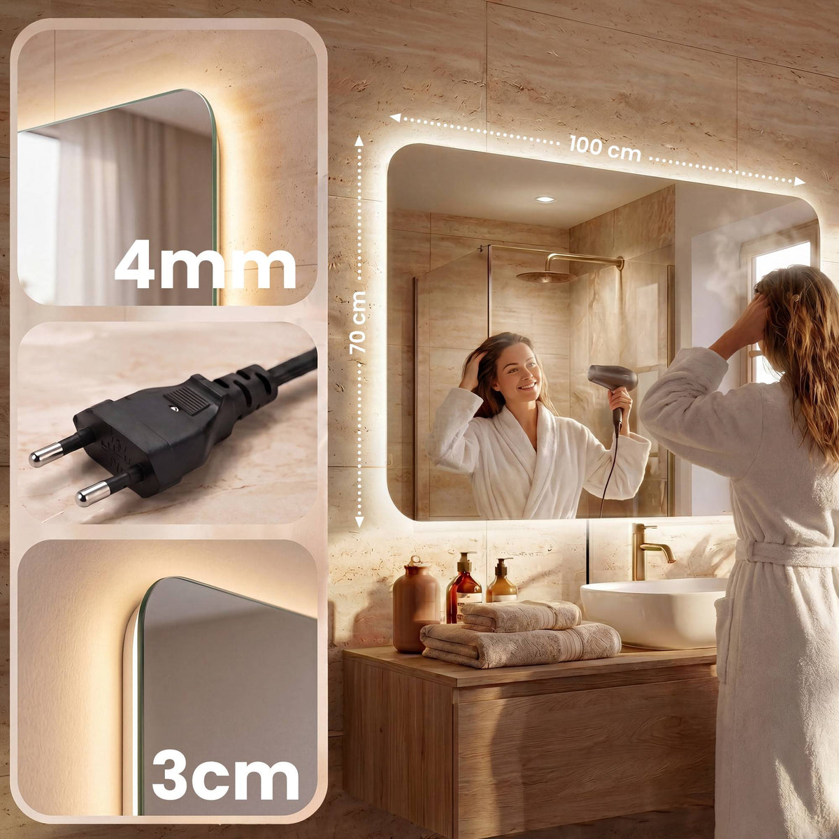 CLP Badspiegel Ariva 100x70 cm – Produktabbildung 2