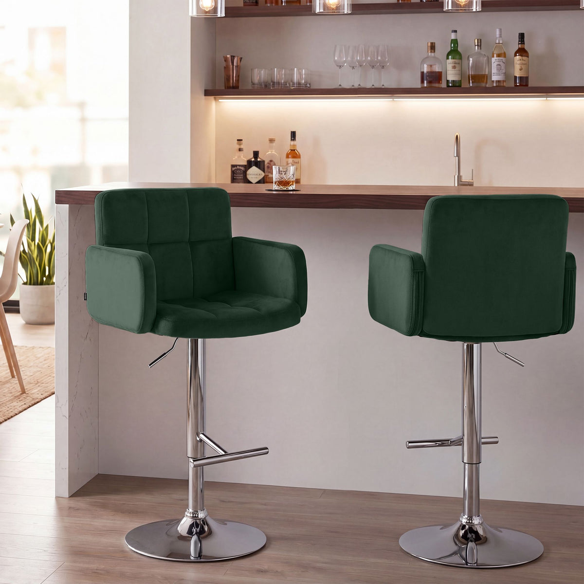 CLP 2er Set Barhocker Los Angeles Samt chrom – Produktabbildung 3