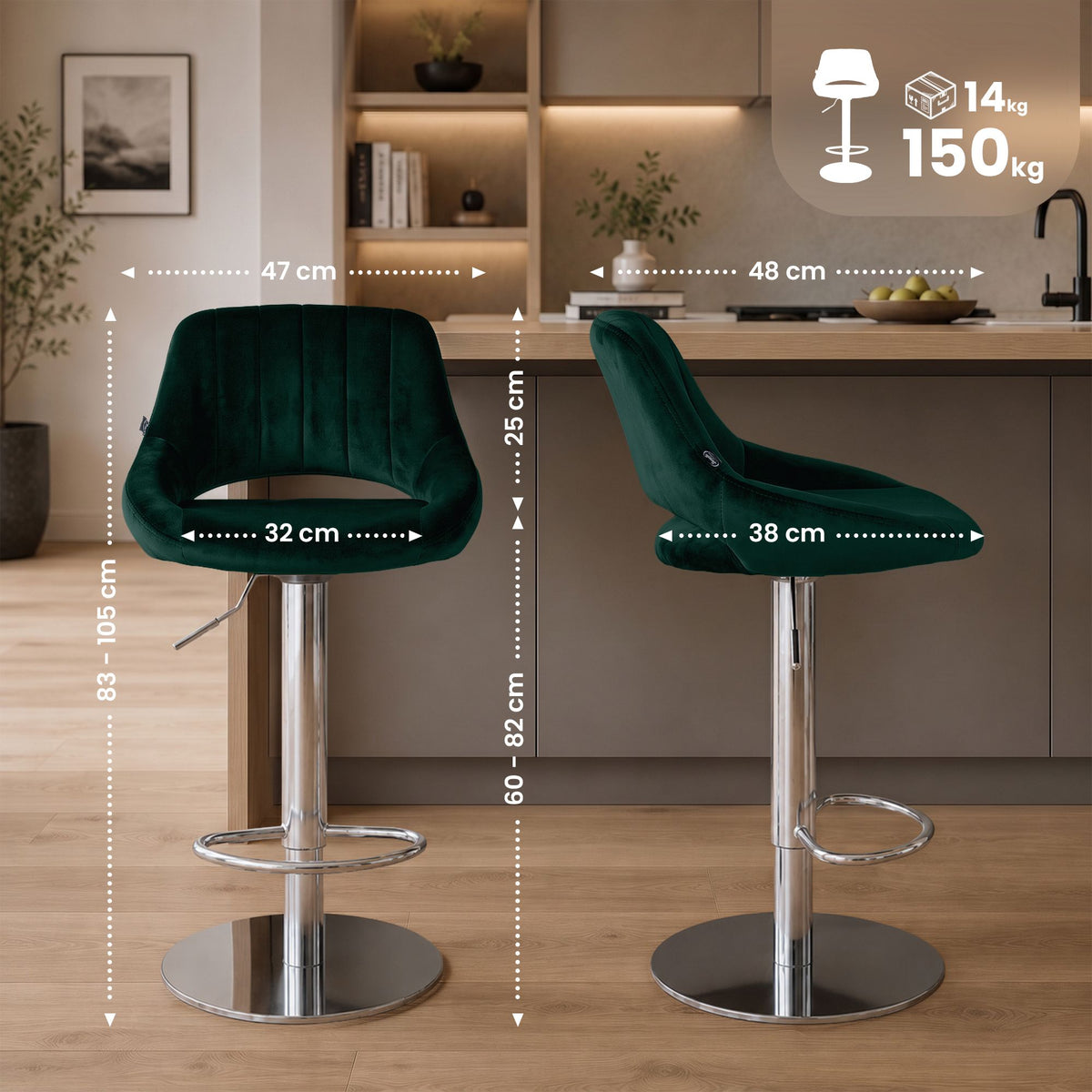CLP 2er Set Barhocker HD Milet C Samt – Produktabbildung 2