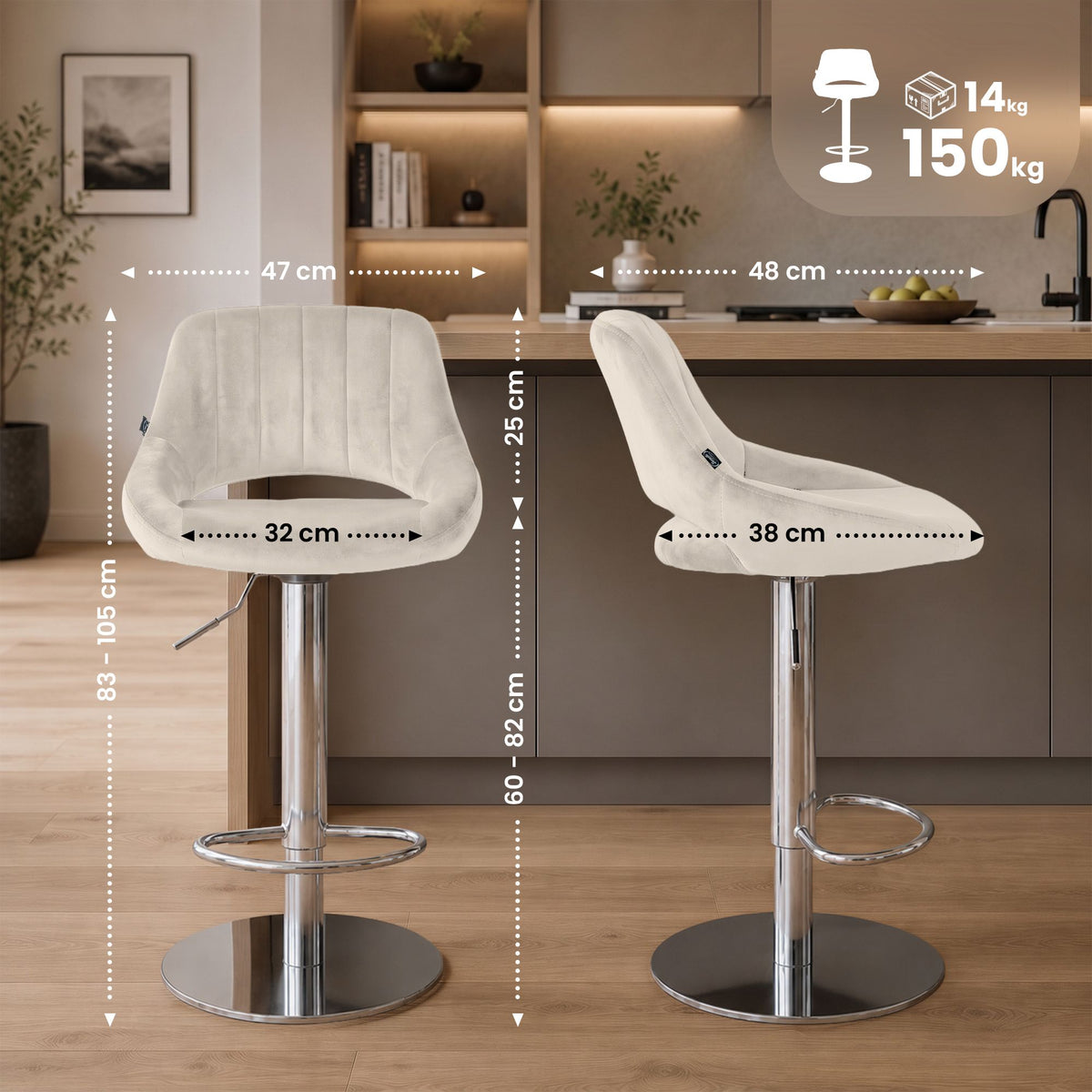 CLP 2er Set Barhocker HD Milet C Samt – Produktabbildung 9